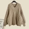 V-neck Cable Sweater Fishtail Skirt Two Pieces Set - Modakawa modakawa