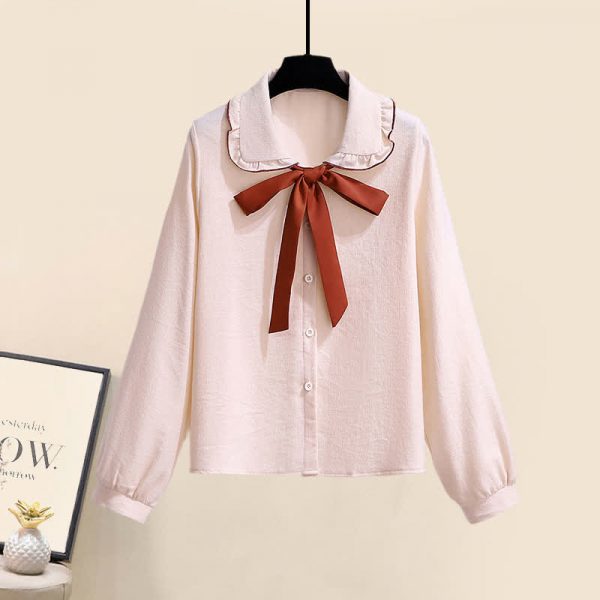 V-neck Cardigan Sweater Bow Tie Shirt Pleated Skirt Three Pieces Set - Modakawa modakawa