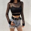 Chic See Through Hollow Out Mesh Crochet Crop Top - Modakawa Modakawa