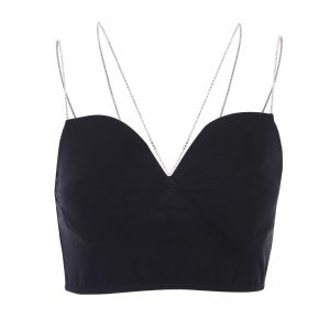 Rhinestone Chain Backless Sexy Crop Top - Modakawa modakawa